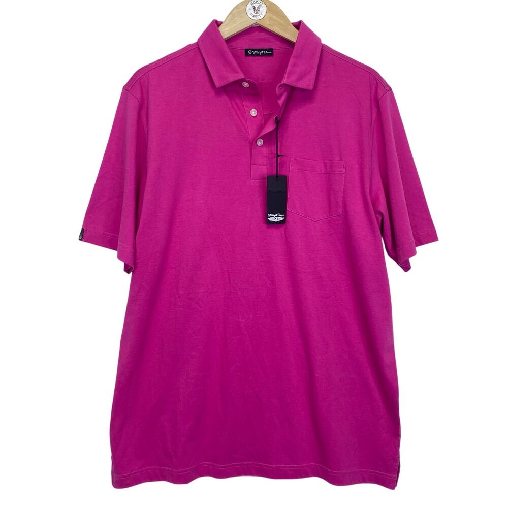 STRAIGHT DOWN Golf Classic Polo Mens Sz M Pink Solid Pima Cotton Performance NWT